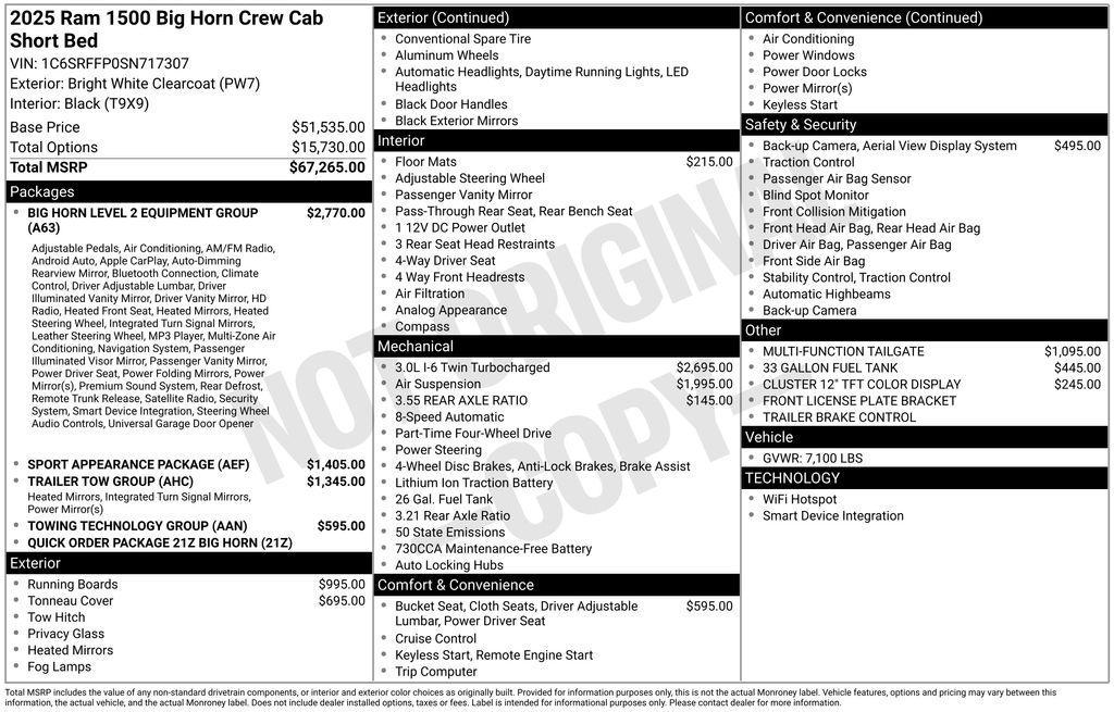 new 2025 Ram 1500 car, priced at $52,276