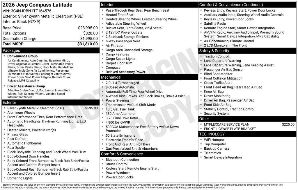 new 2026 Jeep Compass car, priced at $31,408