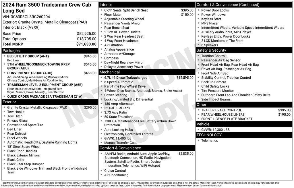 new 2024 Ram 3500 car, priced at $64,310