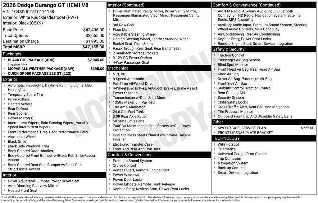 new 2026 Dodge Durango car, priced at $41,968