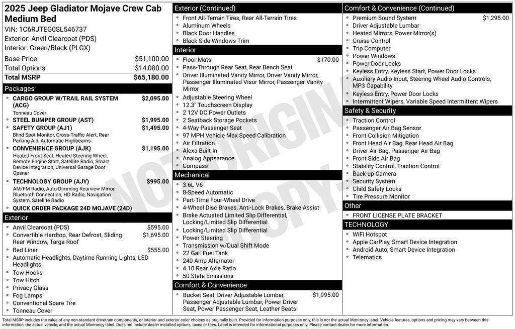 new 2025 Jeep Gladiator car, priced at $54,958
