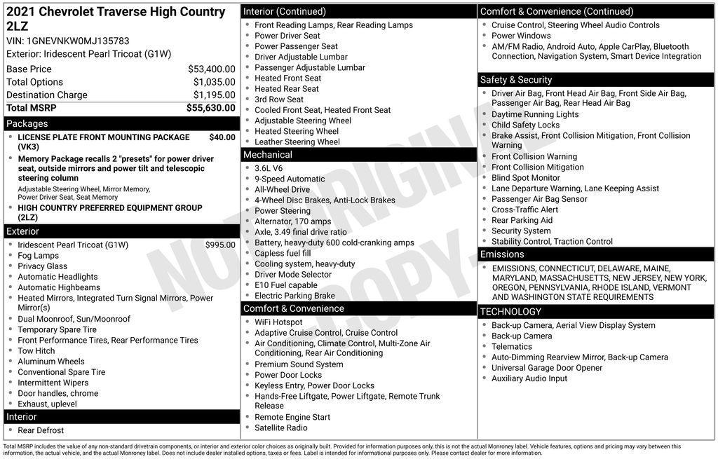used 2021 Chevrolet Traverse car, priced at $26,569