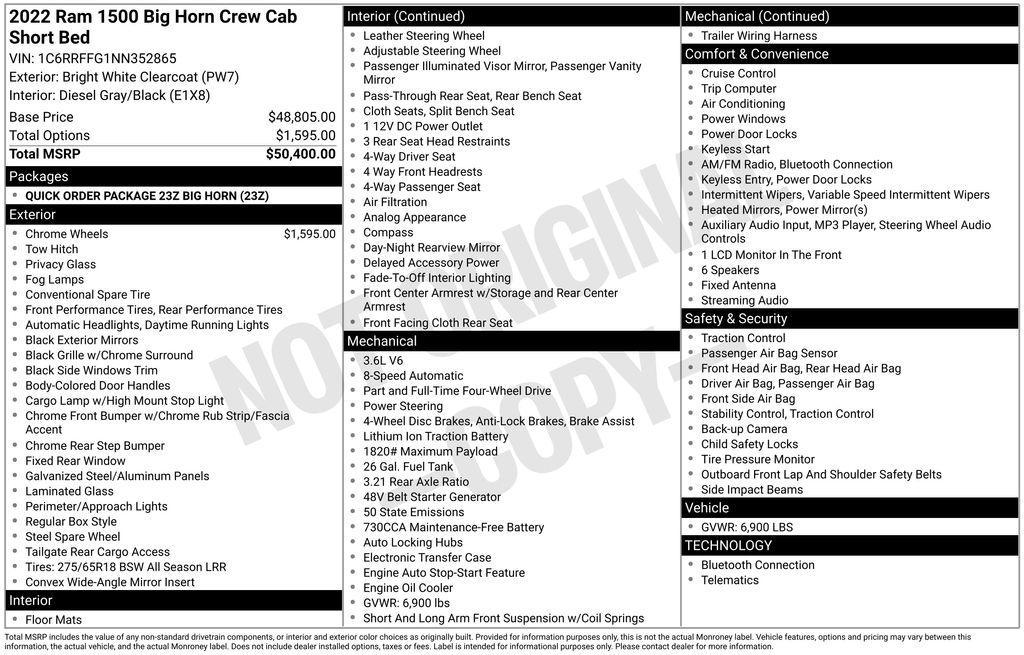used 2022 Ram 1500 car, priced at $33,458