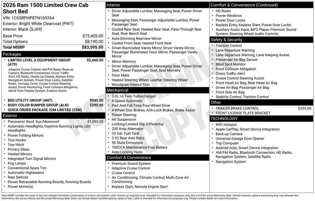new 2026 Ram 1500 car, priced at $69,762