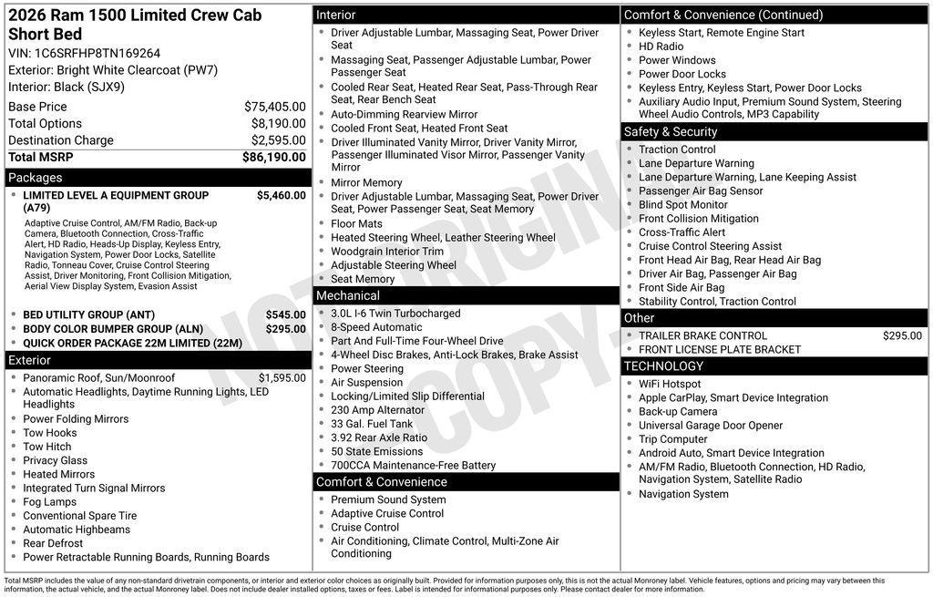 new 2026 Ram 1500 car, priced at $73,847