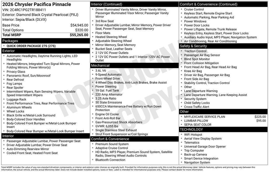 new 2026 Chrysler Pacifica car, priced at $49,284