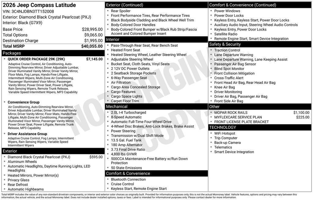 new 2026 Jeep Compass car, priced at $30,354