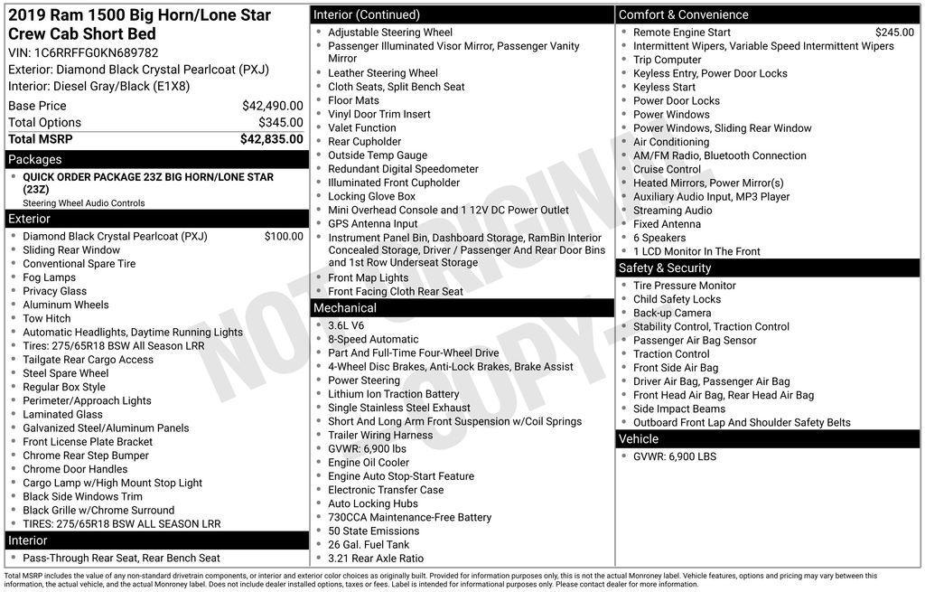 used 2019 Ram 1500 car, priced at $24,298