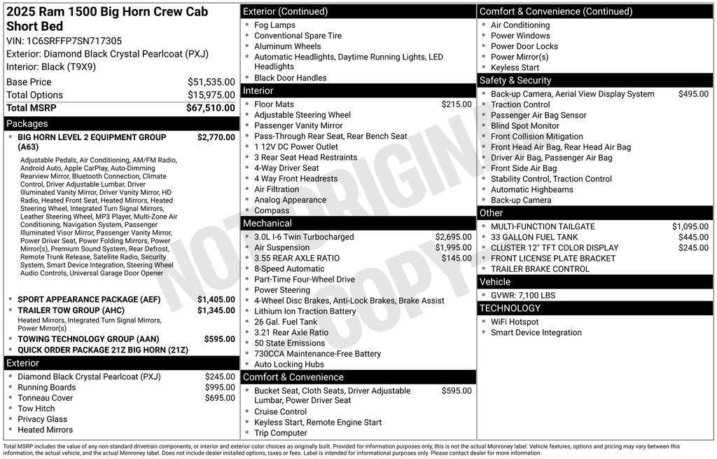 new 2025 Ram 1500 car, priced at $57,132