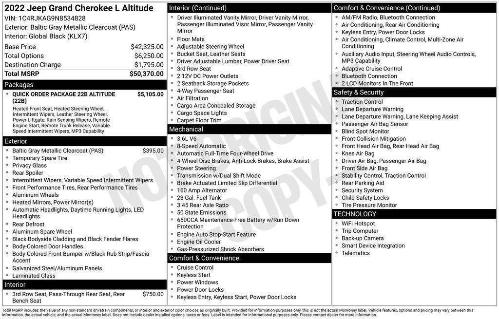 used 2022 Jeep Grand Cherokee L car, priced at $32,143