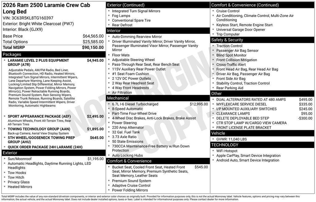 new 2026 Ram 2500 car, priced at $81,350