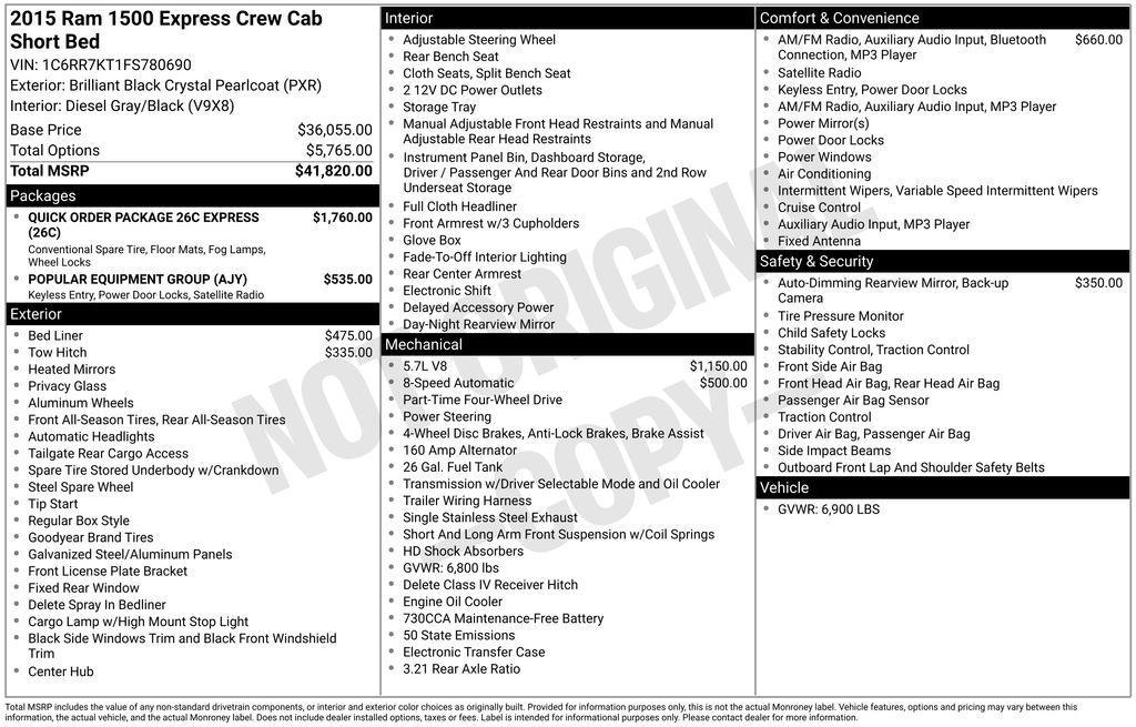 used 2015 Ram 1500 car, priced at $20,369