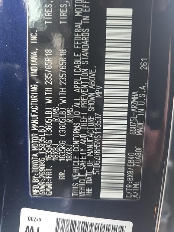 used 2021 Toyota Highlander car, priced at $29,300