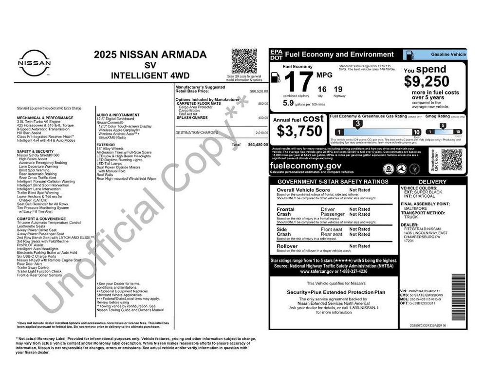 new 2025 Nissan Armada car, priced at $58,270