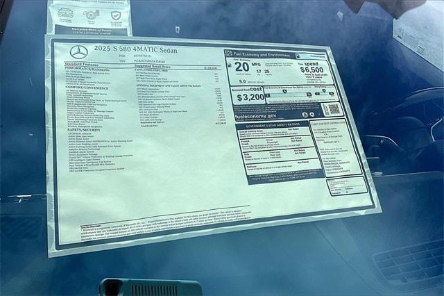 new 2025 Mercedes-Benz S-Class car, priced at $137,580