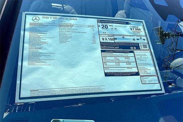new 2026 Mercedes-Benz S-Class car, priced at $148,335