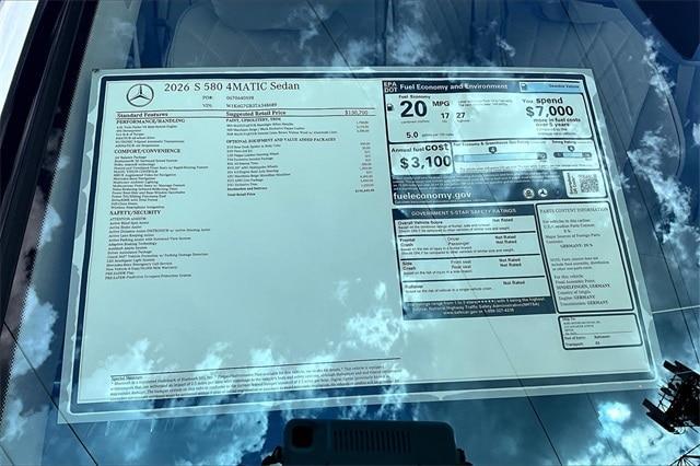 new 2026 Mercedes-Benz S-Class car, priced at $150,445