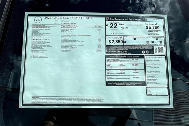 new 2026 Mercedes-Benz AMG GLC 43 car, priced at $77,915