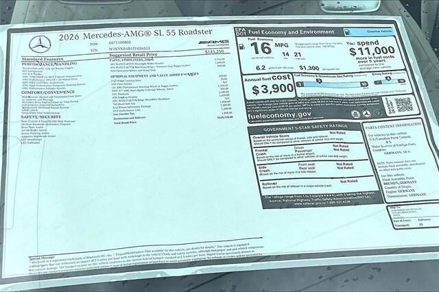 new 2026 Mercedes-Benz AMG SL 55 car, priced at $165,755