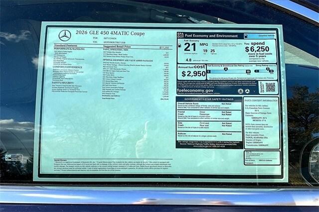 new 2026 Mercedes-Benz GLE 450 car, priced at $94,725
