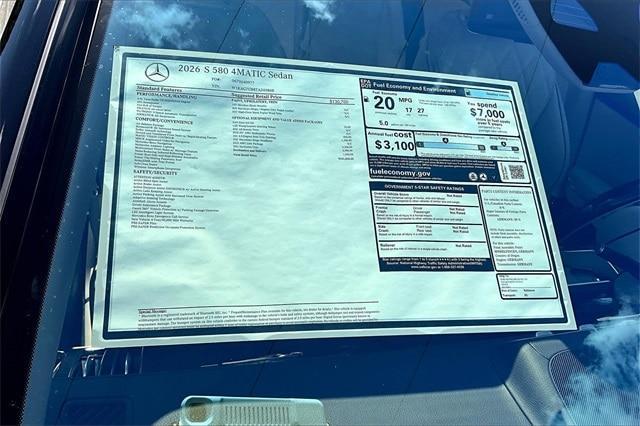 new 2026 Mercedes-Benz S-Class car, priced at $141,835