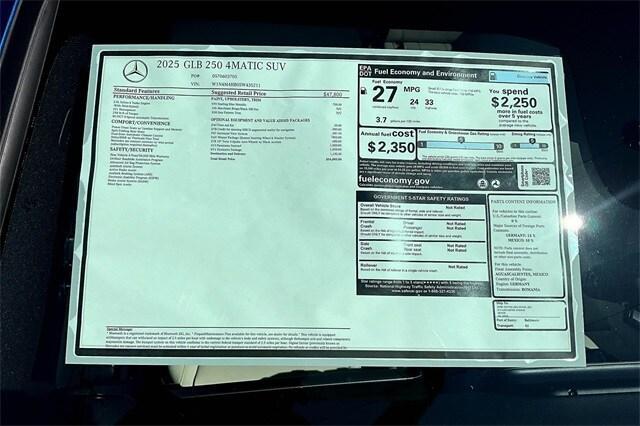 new 2025 Mercedes-Benz GLB 250 car, priced at $54,085