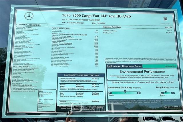 new 2025 Mercedes-Benz Sprinter 2500 car, priced at $77,697