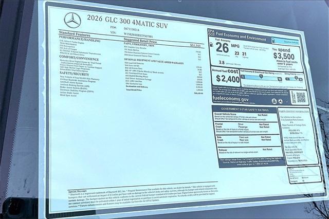 new 2026 Mercedes-Benz GLC 300 car, priced at $60,620