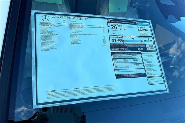 new 2026 Mercedes-Benz GLC 300 car, priced at $57,535