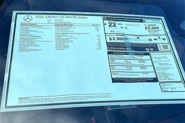 new 2025 Mercedes-Benz AMG C 43 car, priced at $72,365