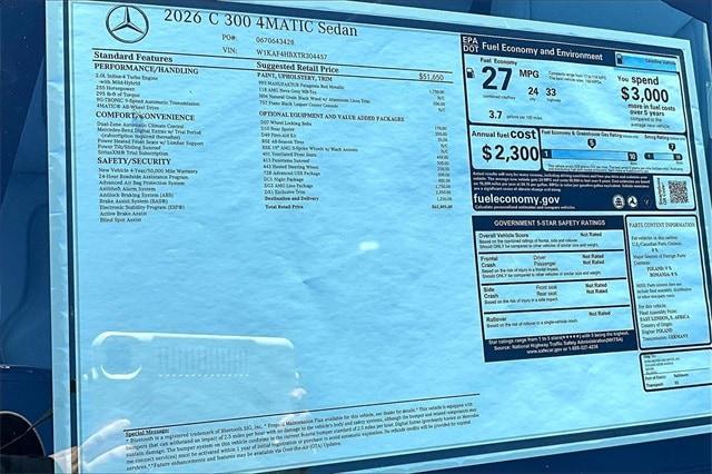 new 2026 Mercedes-Benz C-Class car, priced at $62,405