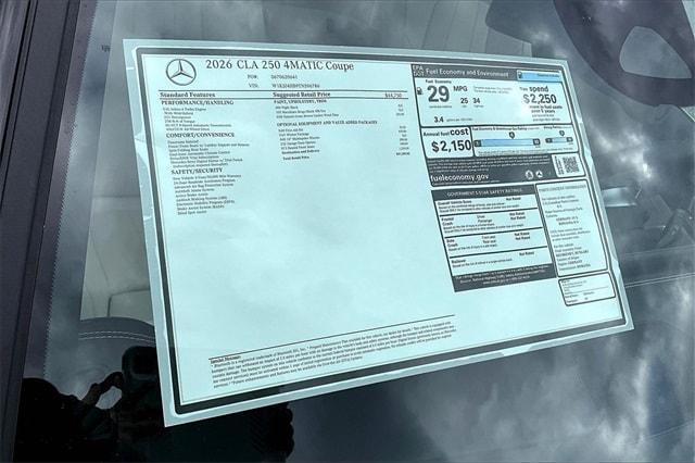new 2026 Mercedes-Benz CLA 250 car, priced at $47,590