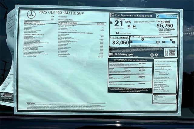 new 2025 Mercedes-Benz GLS 450 car, priced at $98,745