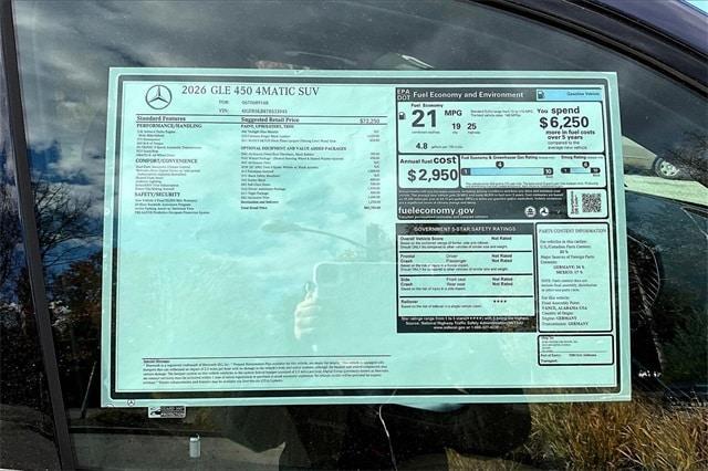 new 2026 Mercedes-Benz GLE 450 car, priced at $82,705