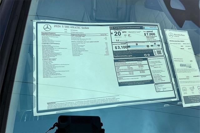 new 2026 Mercedes-Benz S-Class car, priced at $145,495