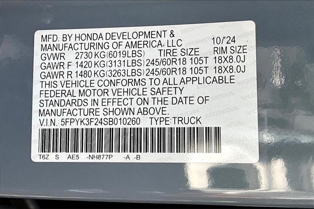 new 2025 Honda Ridgeline car, priced at $44,300