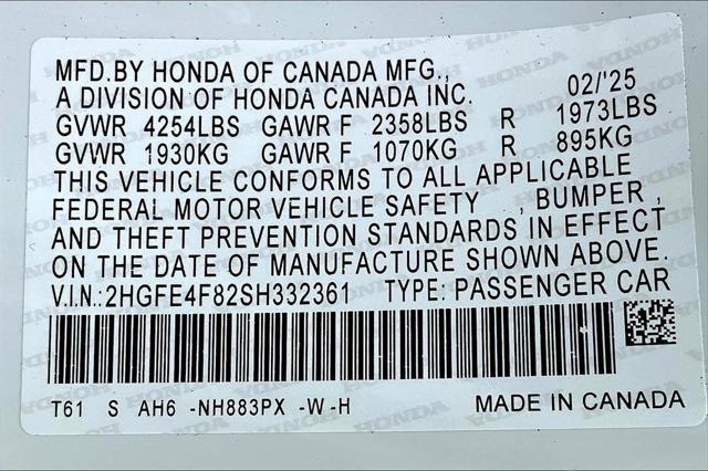 new 2025 Honda Civic Hybrid car, priced at $30,555