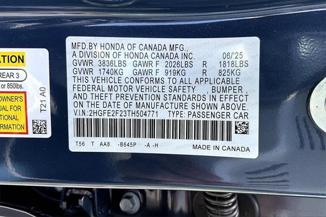 new 2026 Honda Civic car, priced at $26,200