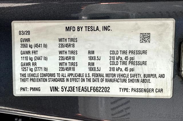 used 2020 Tesla Model 3 car, priced at $26,034