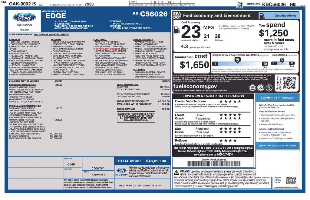 used 2019 Ford Edge car, priced at $17,890
