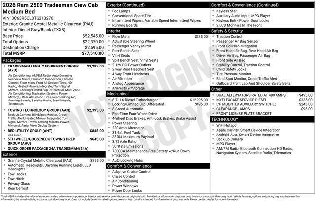 new 2026 Ram 2500 car, priced at $72,515
