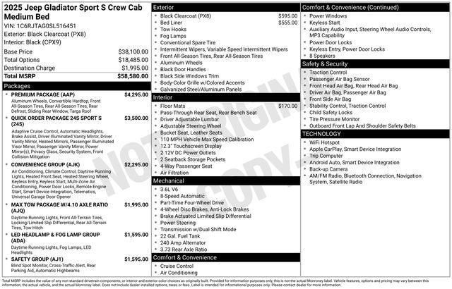 new 2025 Jeep Gladiator car, priced at $48,125