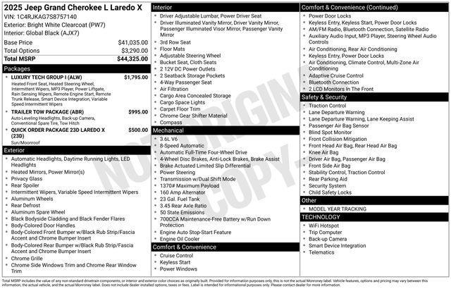 new 2025 Jeep Grand Cherokee L car, priced at $36,320