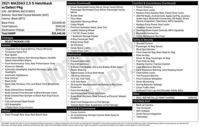 used 2021 Mazda Mazda3 car, priced at $18,997