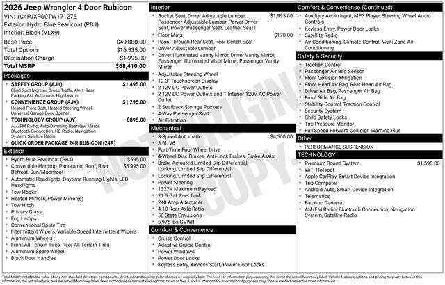 new 2026 Jeep Wrangler car, priced at $61,910