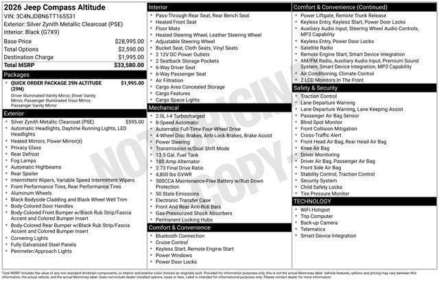 new 2026 Jeep Compass car, priced at $25,685