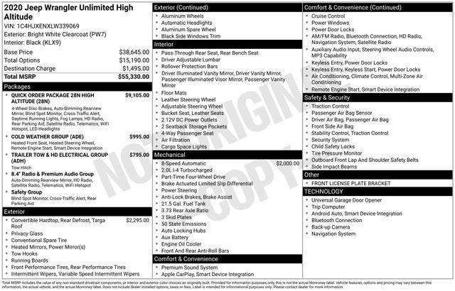 used 2020 Jeep Wrangler Unlimited car, priced at $33,497