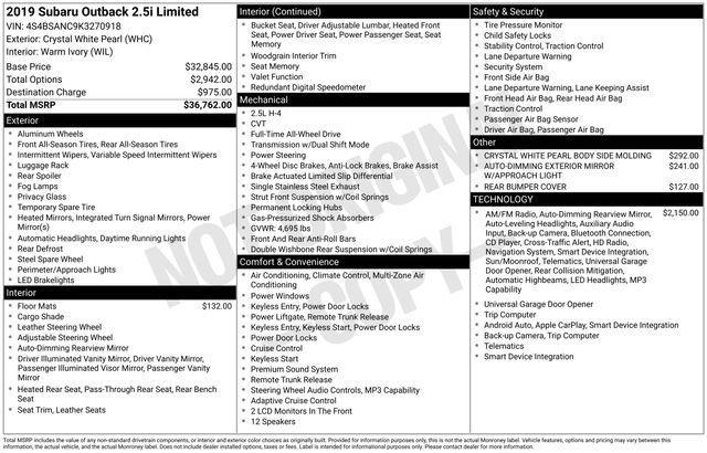 used 2019 Subaru Outback car, priced at $21,997