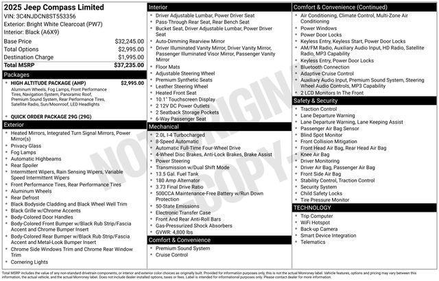 new 2025 Jeep Compass car, priced at $27,934