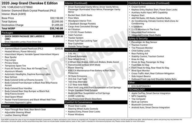 used 2020 Jeep Grand Cherokee car, priced at $18,497